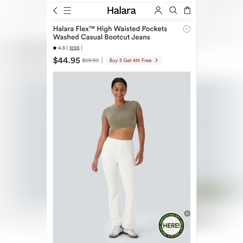Halara Flex™ High Waisted Pockets Washed Casual Bootcut Jeans Small Tall - Picture 2 of 8